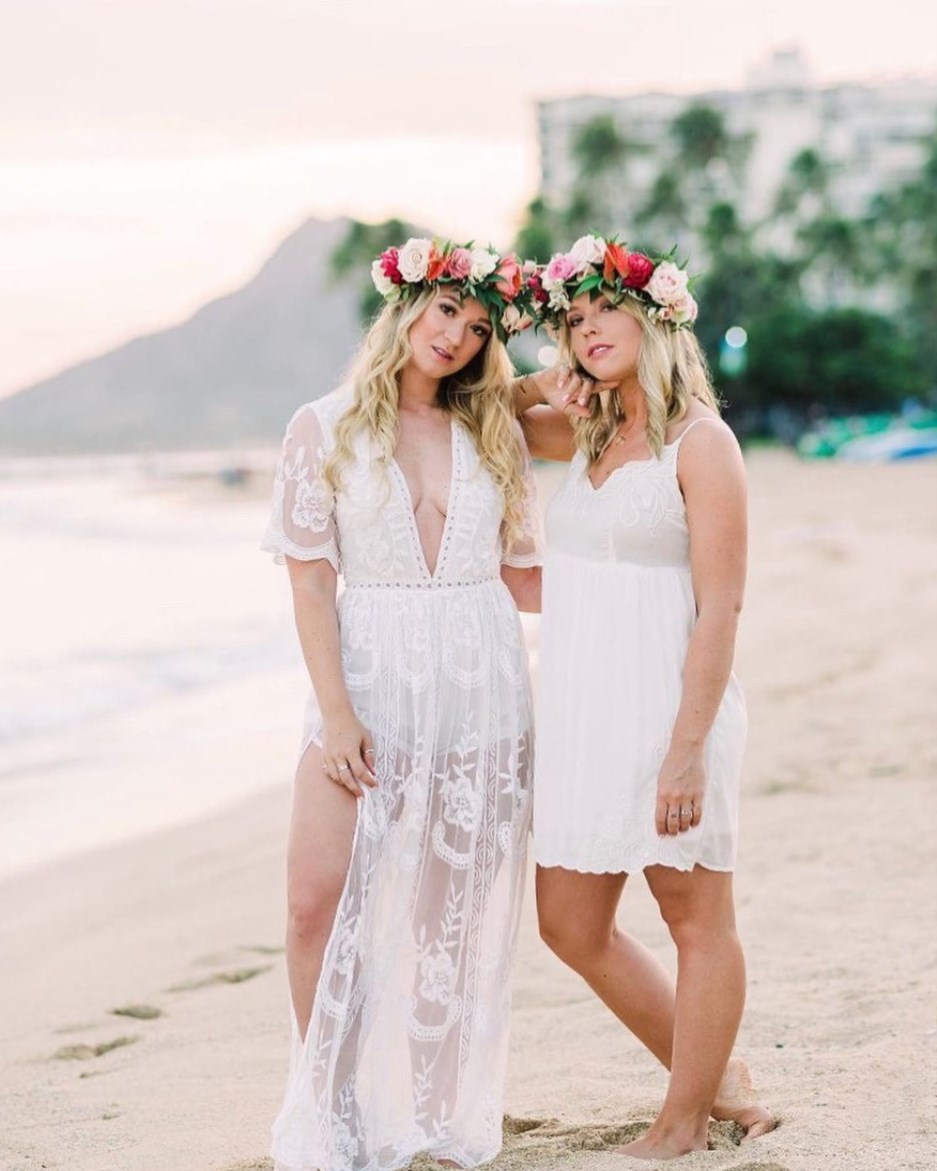 Hawaiian wedding dresses plus size (2021)  bridesmaid hawaiian beach
