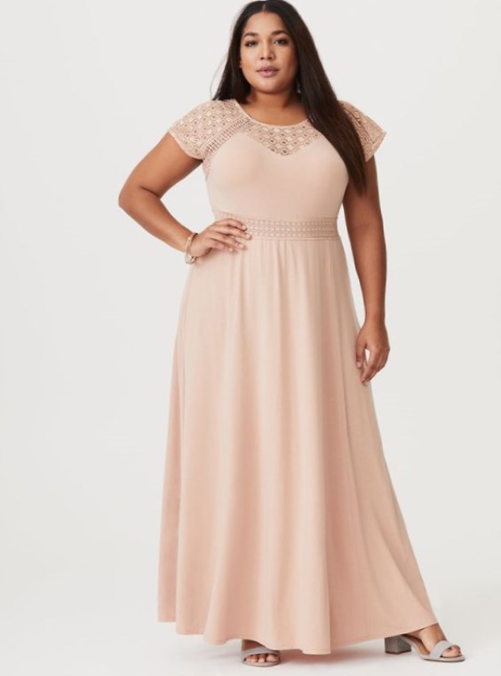 plus size blush pink maxi dress